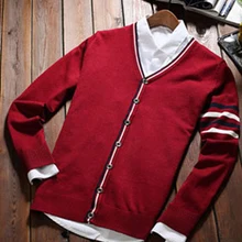 TANGNEST мужской свитер с v-образным вырезом и длинными рукавами свитер мужской полосатый сплошной цвет Азиатский размер MZL786