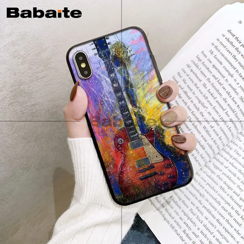 Babaita гитара Музыка черный мягкий чехол для телефона iPhone 8 7 6 6S Plus 5 5S SE XR X XS MAX Coque Shell 11 11pro 11promax
