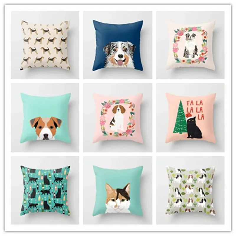 

Cojines Decorativos Para Sofa Lovely Dog Throw Pillow Case Sofa Bed Cushion Cover Home Decor 45cm x 45cm