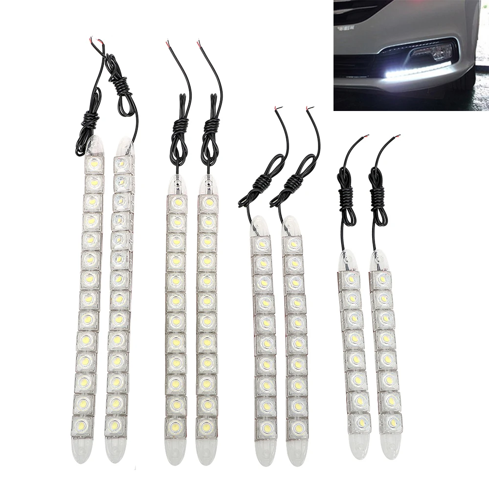 

Universal 2Pcs/Set Daytime Running Lights Car Styling Super Bright Flexible Car Daytime LED light Daylight 12V DRL 8/10/12/14LED