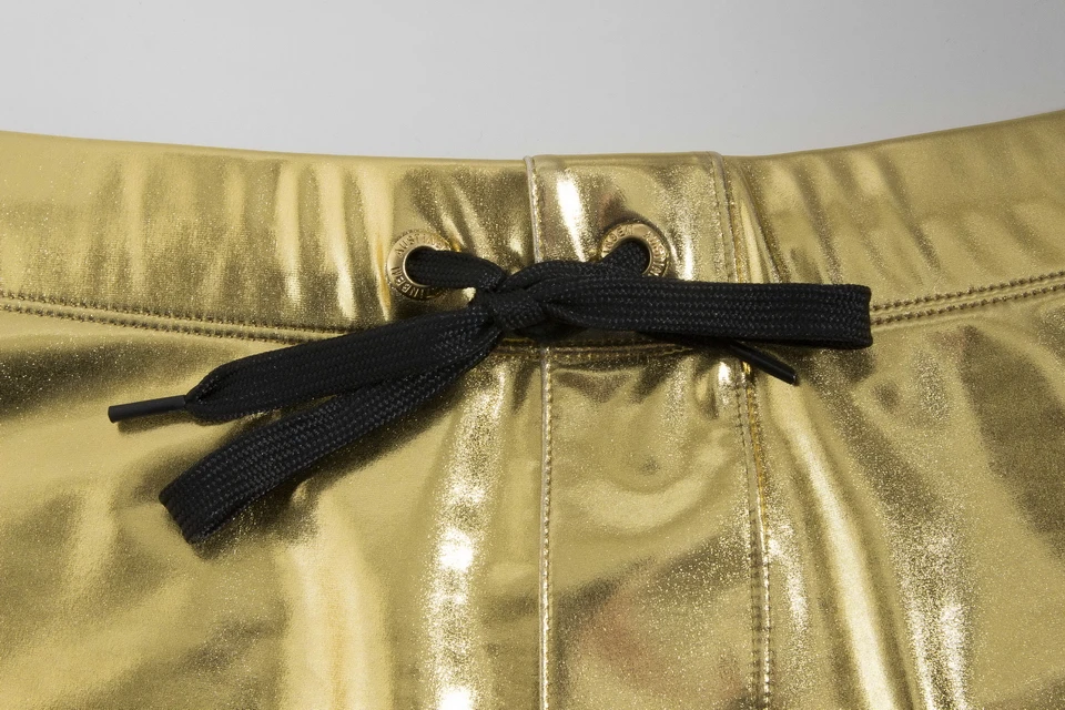 mens metallic gold swim shorts
