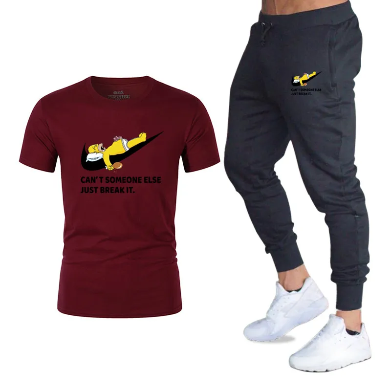 Summer Hot Men's Sets New Simpson print T Shirts+pants Two Pieces Sets Casual Tracksuit Male Casual Tshirt Gyms Fitness trousers Summer Hot Men's Sets New Simpson print T Shirts+pants Two Pieces Sets Casual Tracksuit Male Casual Tshirt Gyms Fitness trousers