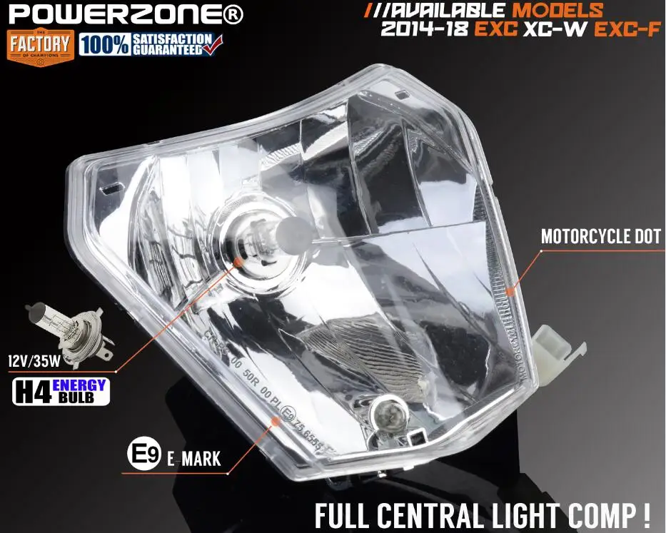 Central Light Comp POWERZONE мотоциклетные фары для 18 KTM Headligt EXC XCF SX F SMR эндуро Байк Мотокросс Супермото H4 лампы - Цвет: Central Light Comp