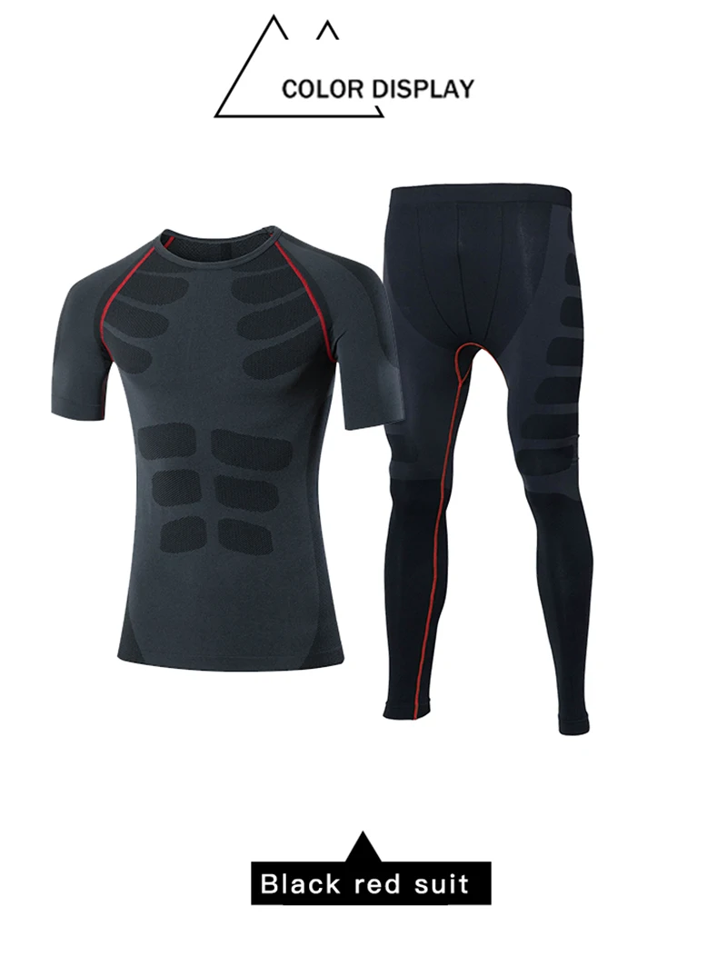 YD новая компрессионная футболка с коротким рукавом костюм для фитнеса; лосины; леггинсы впитывающий пот и влагу фитнесc тренировочный комплект для бега, спортивные костюмы Для мужчин