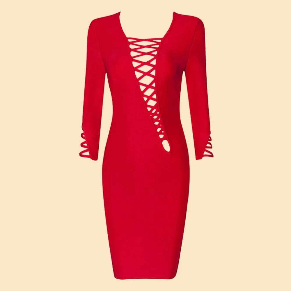 Sexy-O-Neck-Hollow-Out-Solid-Bandage-Dress-Women-Cut-Out-High-Qualtiy-New-Fashion-Spring (3)