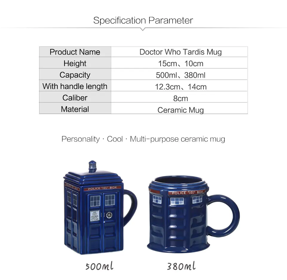 Doctor Who Tardis Police Box Ceramic Mug Cup With Lid Cover For Tea Coffee Mug Funny Creative Gift Christmas Presents Kid Men (1)