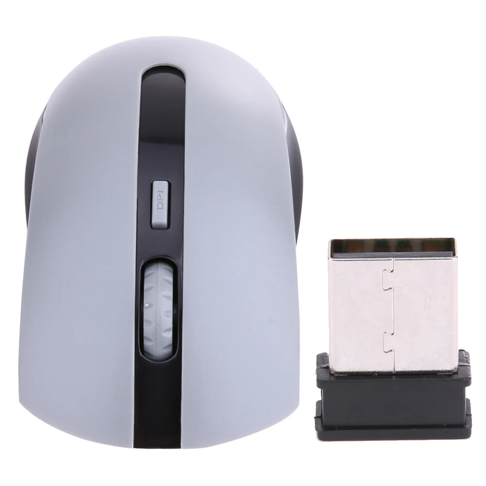 2,4G USB Беспроводная оптическая беспроводная мышь 6 клавиш мыши мини адаптер штекер приемник для ноутбук Laptop персональный компьютер легкий mause - Цвет: Серый