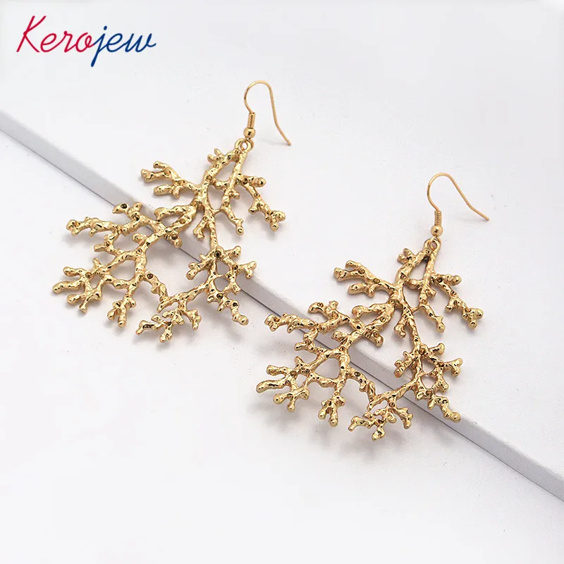 

Elegant Fashion Korean Earrings For Women Gold Color Zinc Alloy Tree Pattern Personality Big Dangle Earring Aliexpress