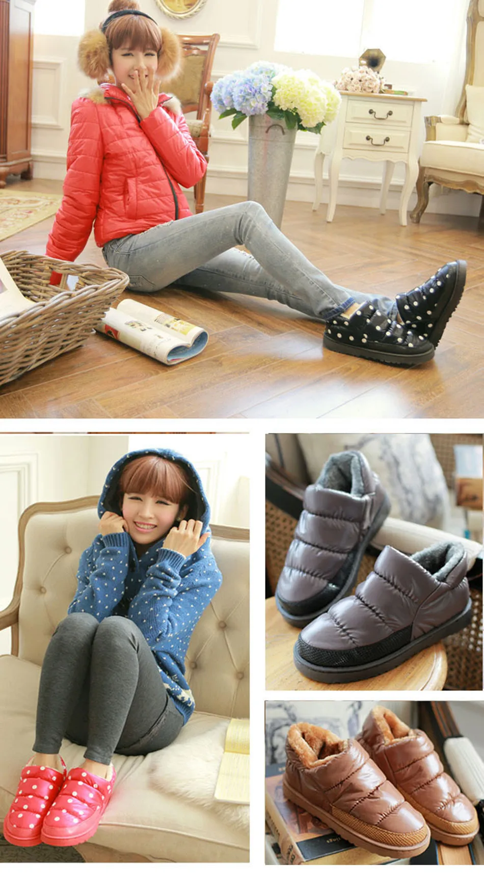 Women winter snow boots, warm flat and waterproof boots for winter size 36-43,free shipping 18