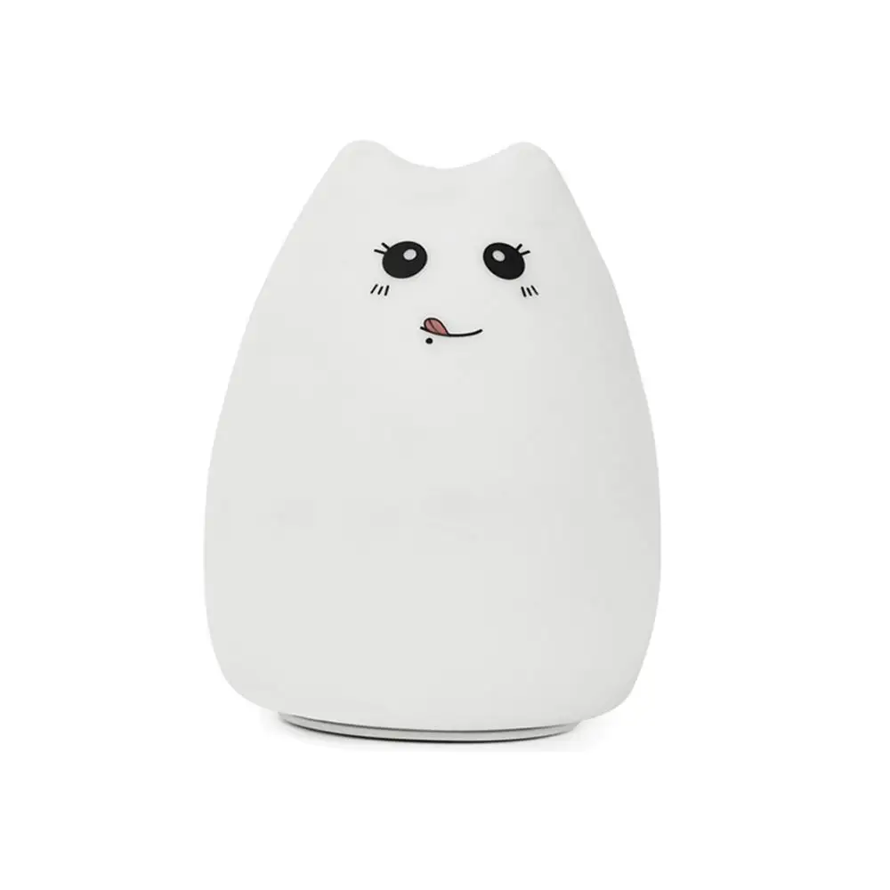 Силиконовый сенсорный Сенсор светодиодный ночной Светильник для детей, для малышей и детей постарше 7 цветов 2 режима Cat светодиодный USB светодиодный ночной Светильник - Испускаемый цвет: greedy cat