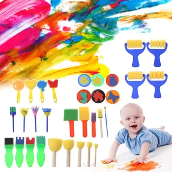 

32PCS/SET Washable Sponge Painting Brushes Set Tool for Kids Children Toddler Early Education Toys Art Supplies Gifts