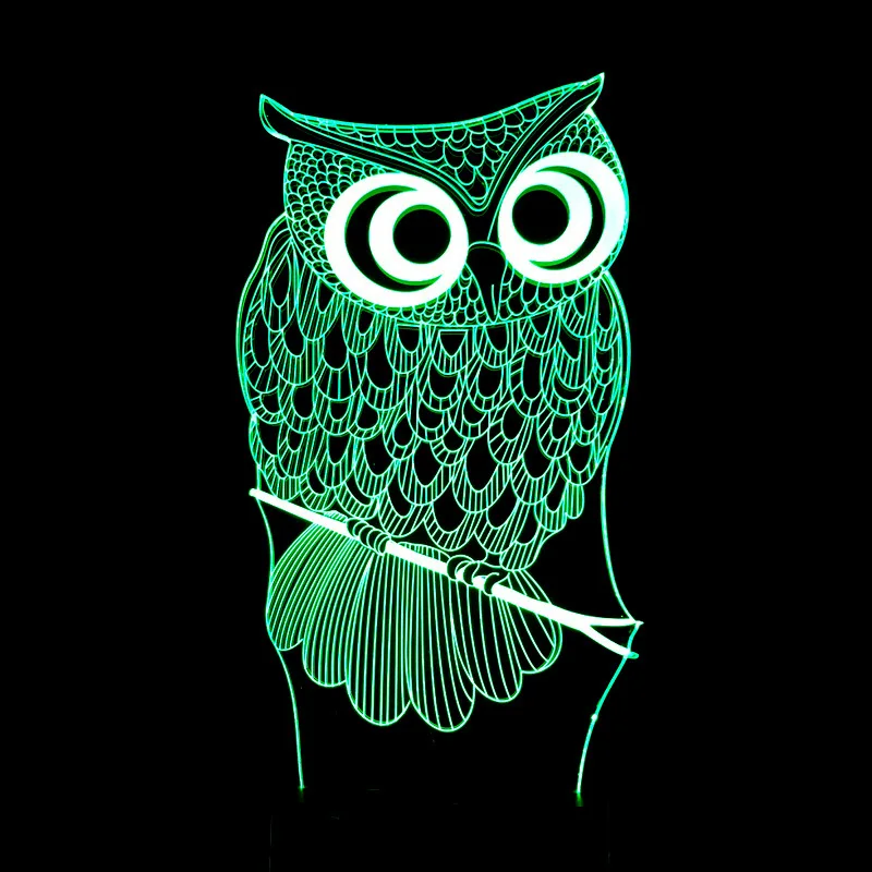

Owl 3D Novelty Lighting Illusion Lamp 7 Color Changing Touch Table Desk LED Night Light Great Kids Gifts USB Novelty Lights