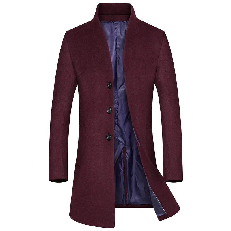 Бренд BOLUBAO, мужские шерстяные пальто, Осень-зима, новинка, приталенный крой, высокое качество, мужские шерстяные пальто, Шерстяная Смесь, длинное Мужское пальто - Цвет: Wine red