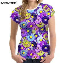INSTANTARTS летние шорты рукавом Футболка Для женщин быстросохнущая Спорт Йога Фитнес верхняя одежда Training Футболка женская