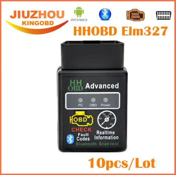 

10pcs 2017 New Version 2.1 ELM327 HH OBD Advanced MINI ELM 327 V2.1 Black Bluetooth OBD2 Car CAN Wireless Adapter Scanner Tool