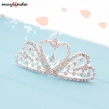 Малыш Стразы диадема в виде лебедя гребень Корона девочка цветок принцесса день рождения реквизит для фотосессии Детская повязка для волос шиньон тиара