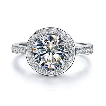 

3 Carat Pure Gold 750 Round Flash Synthetic Diamonds Engagement Ring For Woman Prolonged Last Quality Jewelry