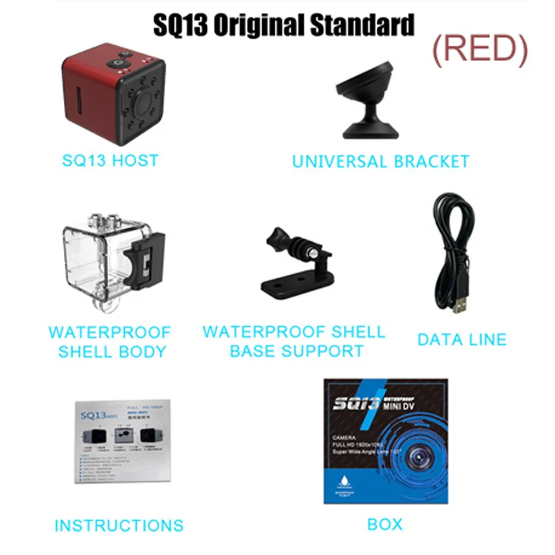SQ13 SQ 13 IP WiFi маленькая секретная микро мини-камера, видеокамера, микрокамера Smart 1080p HD Wi-Fi, Wi-Fi, Миниатюрный видеорегистратор ночного видения - Цвет: Red