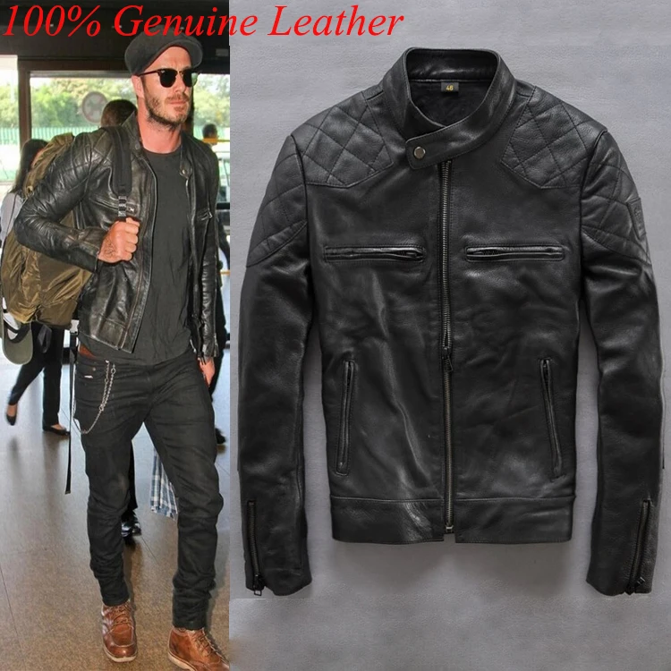 100% Genuine Leather Jacket Men,Harley Mens Leather