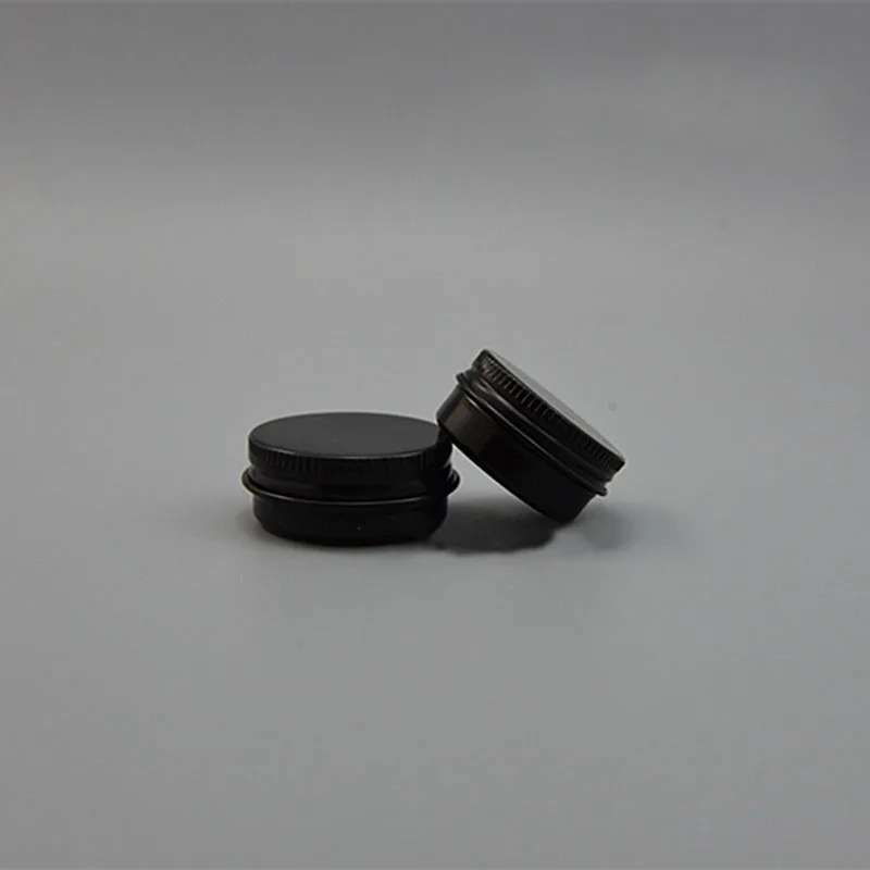 

10g 15g Black Aluminum Jar Empty Small Lip Balm Cosmetic Eye Cream Bottle Refillable Batom Travel set Tins Containers
