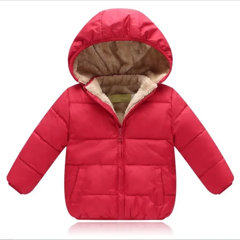 Новые детские зимние куртки, детские пальто с капюшоном, плотные детские теплые парки, одежда для маленьких девочек и мальчиков, верхняя одежда для детей 12 мес.-3 лет - Цвет: Red