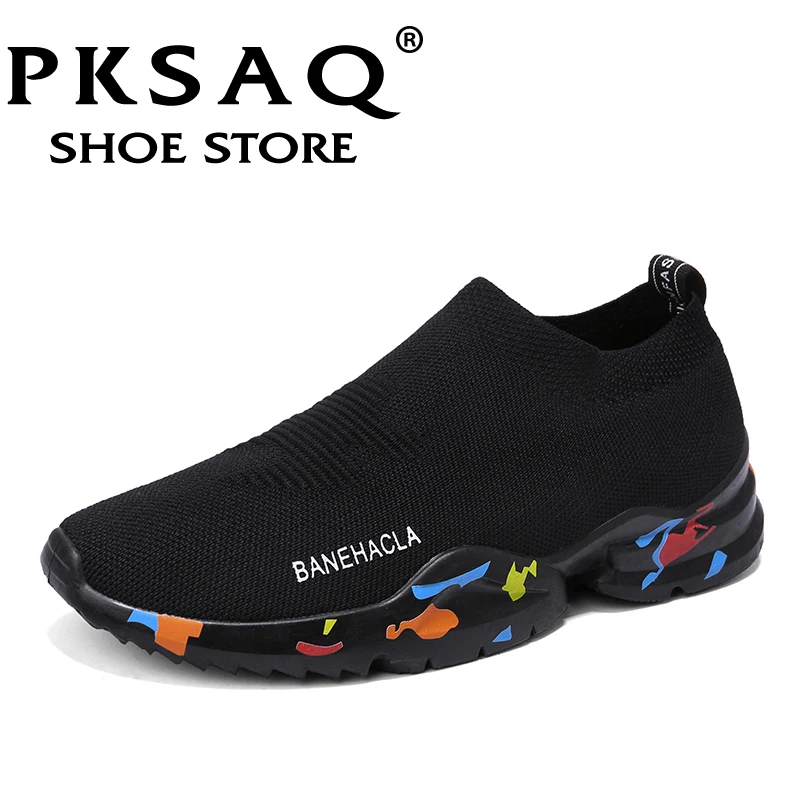 

PKSAQ 39-45 Men Casual Shoes Breathable Summer Shoes Men Comfortable Mesh Sneakers Men Anti skidding 2018
