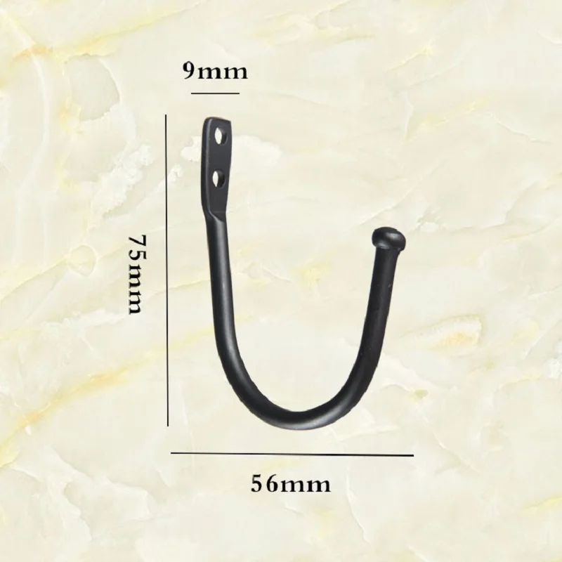 

10PCS cabinet wall mounted of single prong iron black hook for clothes Hats Towels Keys Hardware 56mm*75mm*9mm
