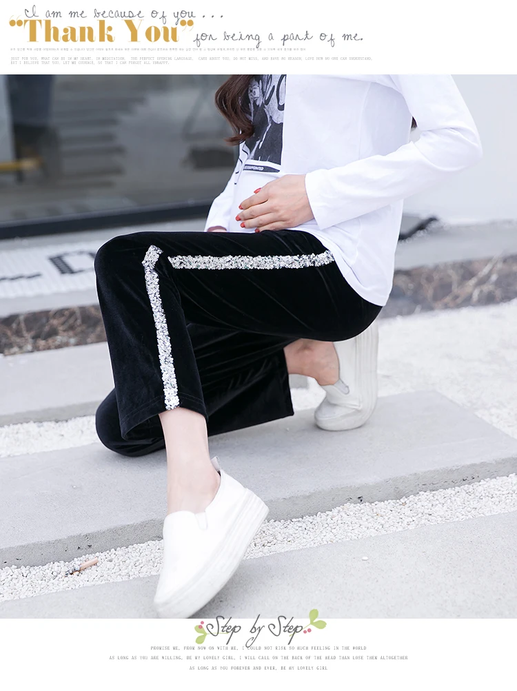 spring new maternity pants casual loose maternity pants Korean velvet stomach lift trousers maternity pants