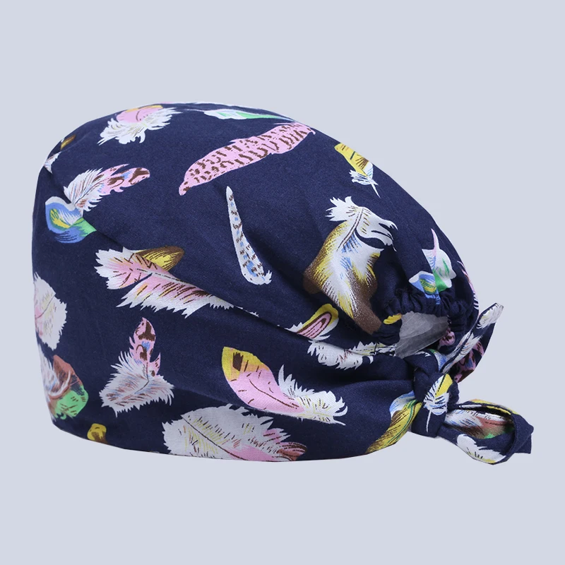 

Hospital dental clinic Pediatrician cute cotton medical cap surgical cap feather pattern medical accessories unisex durags