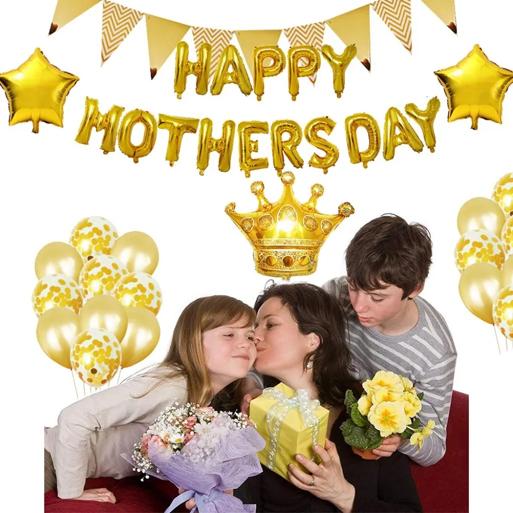 16 шт. воздушные шары набор Happy Mothers Day Balloon золотой розовый надувные шары из алюминиевой фольги день матери украшения для вечерние воздушные шары