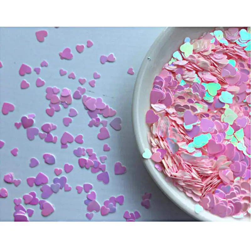 Каваи розовое сердце Блеск Блестки Косметическая Красота Декор Лазерная конфетти "Сердечки" дизайн ногтей смола ювелирные изделия наполнения