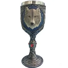 3D Cabeza del Lobo de Acero Inoxidable de doble Pared Tazas de Café Taza De Cerveza Taza Animal Lobo Rey Taza de Consumición de Halloween Festival de Rusia