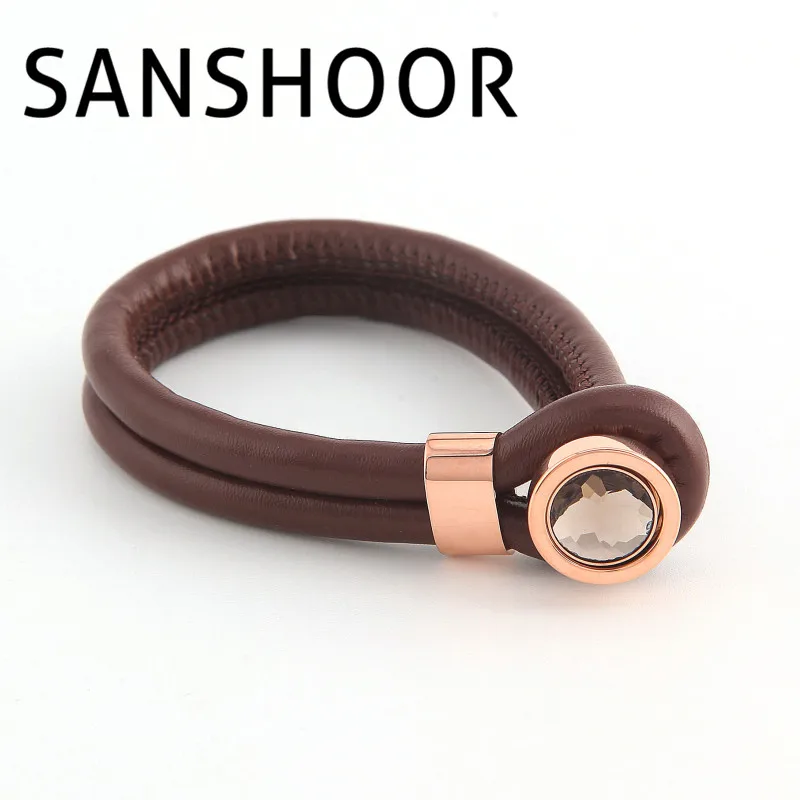 Cambio de cuero marrón pulsera con imán Brown moneda para mujeres Regalo 1 unids