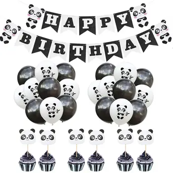 

Panda Party Decorations Supplies Happy Birthday Banner Panda Balloons Cake Toppers for Panda Bear Baby Shower Decorations