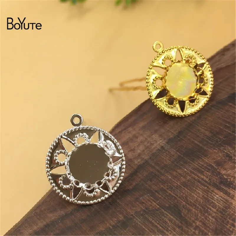 BoYuTe 10Pcs 10MM Cabochon Base Blank Tray Silver Gold 75MM Length U Shaped Hair Stick Kanzashi Hair Jewelry Accessories (5)