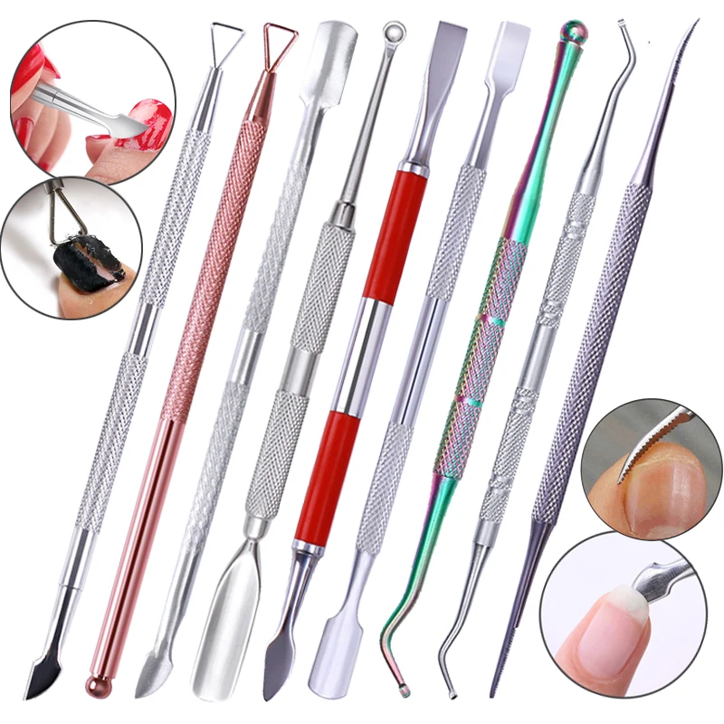 

1pcs Nail UV Gel Polish Remover Culticle Pusher Stainless Steel Dead Skin Pusher Manicure Nail Art Tool for Removing Varnish