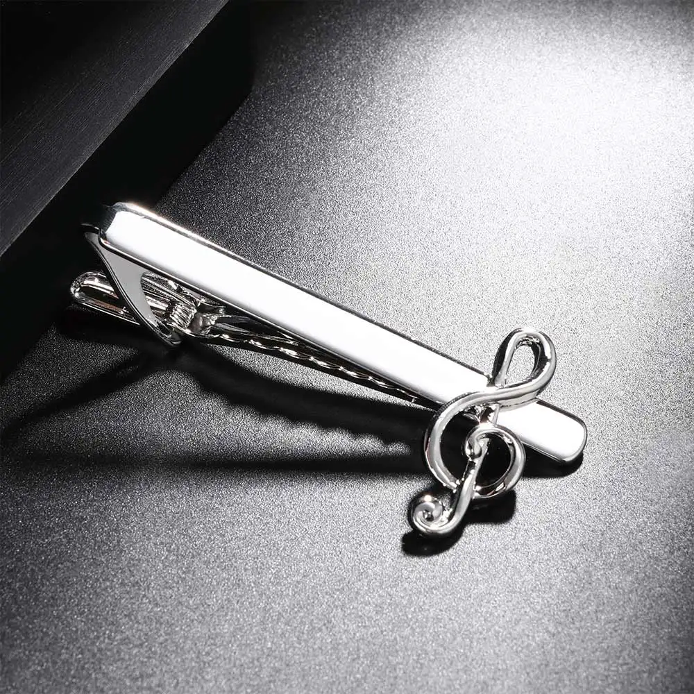 

Vintage Fashion Men Tie Clip Musical Note Silver Color Necktie Clips Necktie Pin Decorative For Shirt Men Jewelry