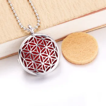 

10 pcs Round flower Aroma Diffuser Necklace Perfume Essential Oil Diffuser Aromatherapy Locket Pendant Necklace Women jewelry