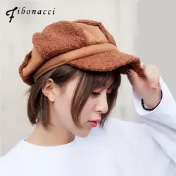 Фибоначчи осень зима ягненка для женщин Шапки Берет бренд качество лоскутное восьмиугольная шляпа кепки Модные женские береты