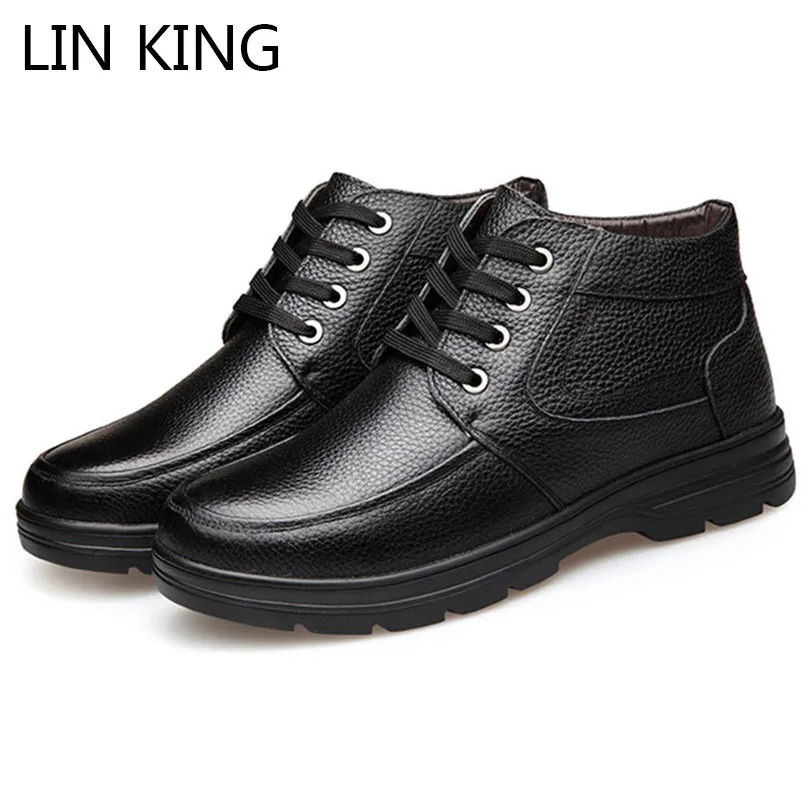 

LIN KING Fashion Men Winter Boots Big Size Warm Short Botas Anti Slip Man Casual Boots Waterproof Cotton Padded Shoes For Father