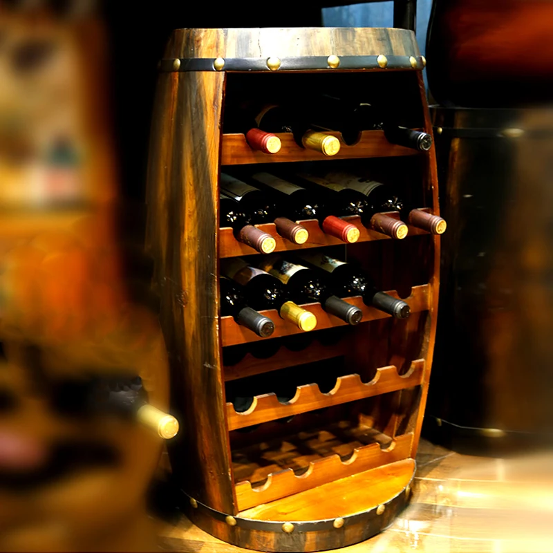 Wine Rack Wooden Shelves Bucket Homebrew Bar Set Beer Brewing Whiskey