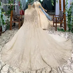 LSS486 Высокое качество Свадебные платья королевский длинный шлейф v-образный вырез с длинным рукавом блестящее свадебное платье 2019 новый