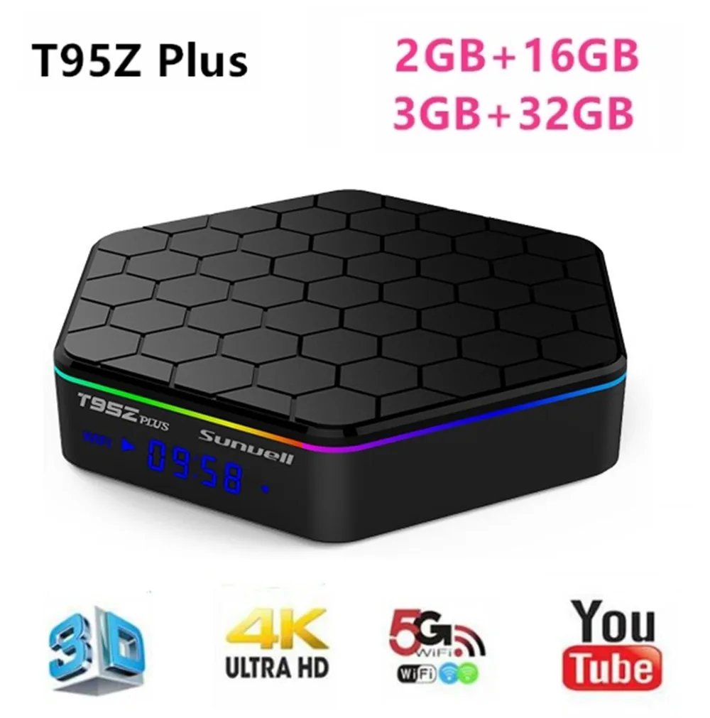 Оригинальный T95Z плюс 2 GB 16 3 32 Amlogic S912 Octa Core Android OS 7 1 Smart ТВ BOX 4G/5 ГГц Wi Fi BT4.0 4