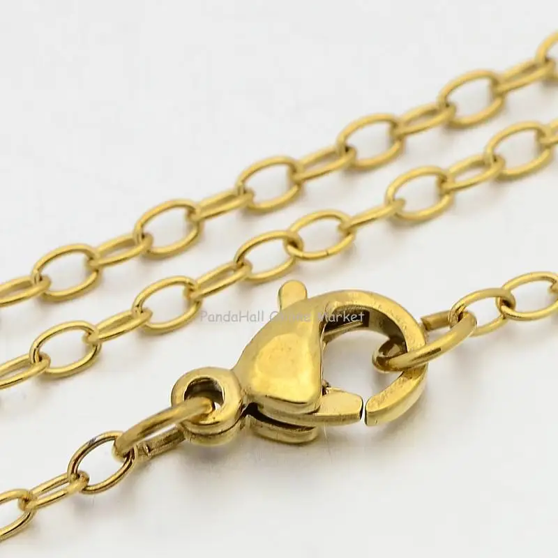 

5Strands 304 Stainless Steel Cross Chain Necklaces, with Lobster Claw Clasps, Golden, 23.5"; 2mm