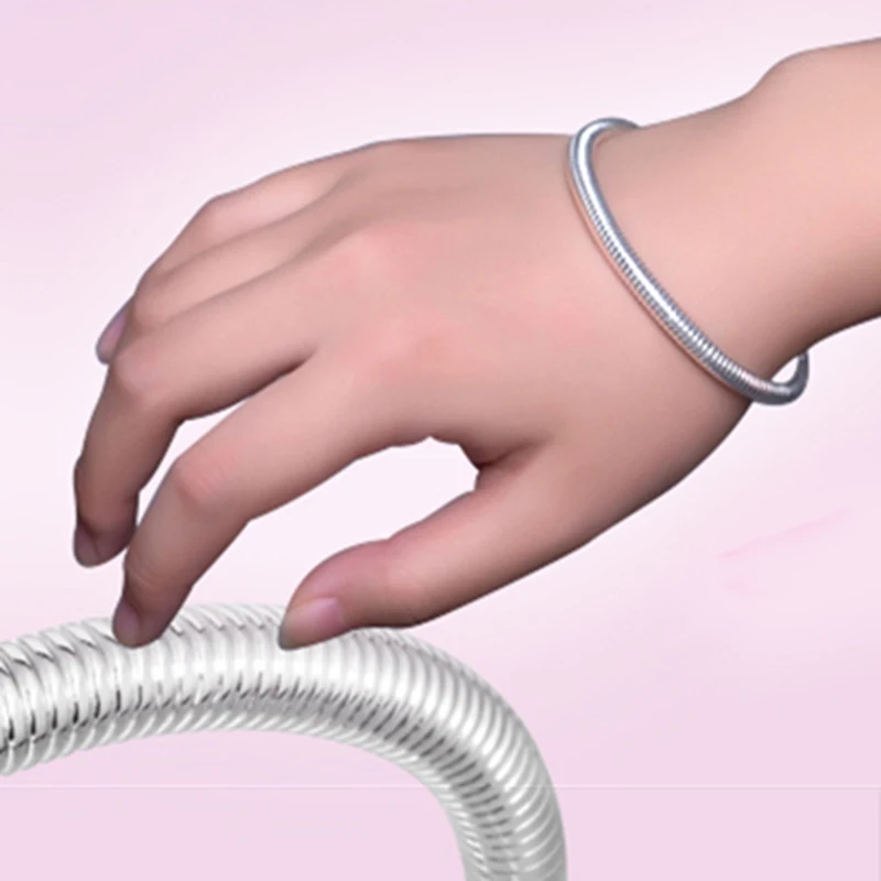 Elastic Coil Spring Bangle Bracelet Alloy Silver Armband Simple For Couples&Girl Cuff Wrist Band Fashion DIY Accessories Bangles