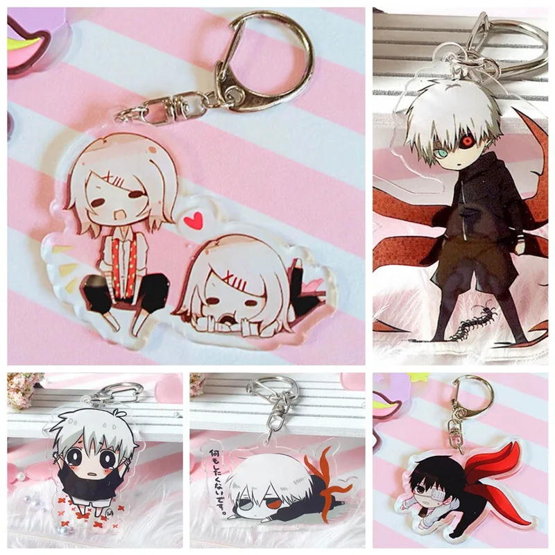 

Tokyo Ghoul Key Chain Cute Tokyo Ghouls Acrylic Anime Keychain Pendant Car Key Accessories Kaneki Japanese Cartoon Gift