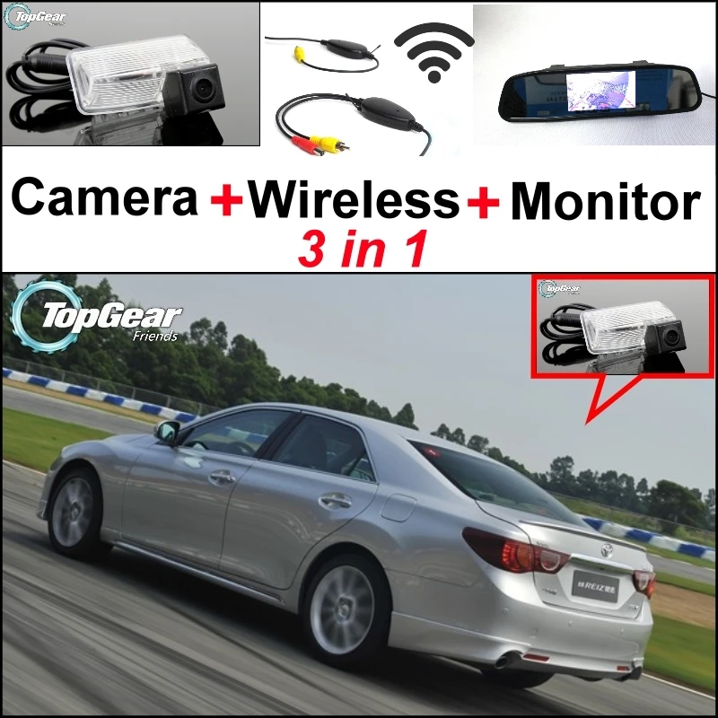 

3 in1 Special Camera + Wireless Receiver + Mirror Monitor Back Up Parking System For TOYOTA Reiz Mark X MarkX MK2 2010~2015