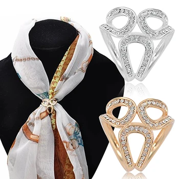 

Rhinestone Garland Hoop Twine Brooch Silk Scarf Clip Buckle Holder Jewelry Gift