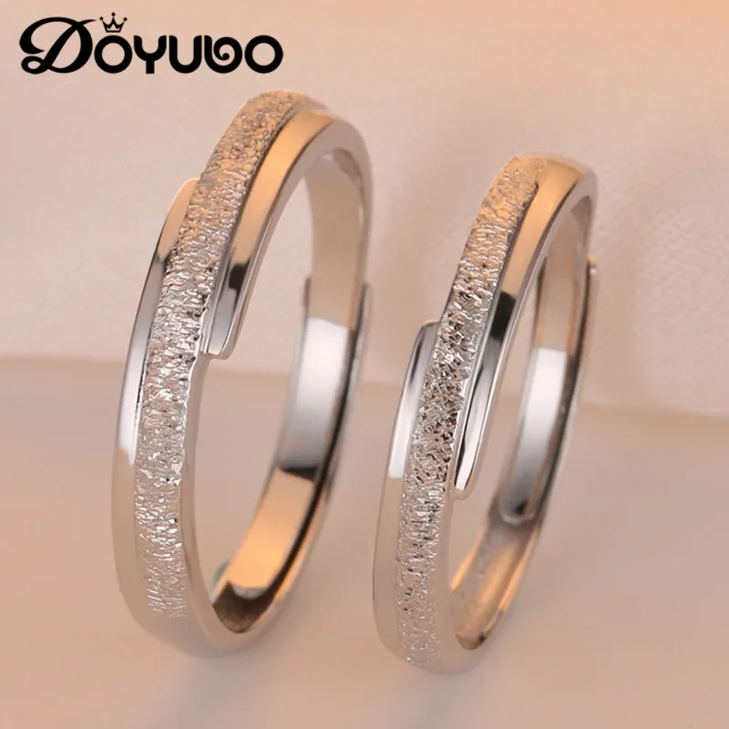 DOYUBO Original CZ Engagement Couple Rings Set For Lovers Real 925 Sterling Silver Fashion Wedding Rings For Men And Women VB242