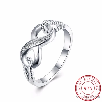 

LEKANI Cubic Zirconia Crystal Infinite Rings For Women 2017 Fashion Design Statement 925 Sterling Silver Ring Wedding Jewelry